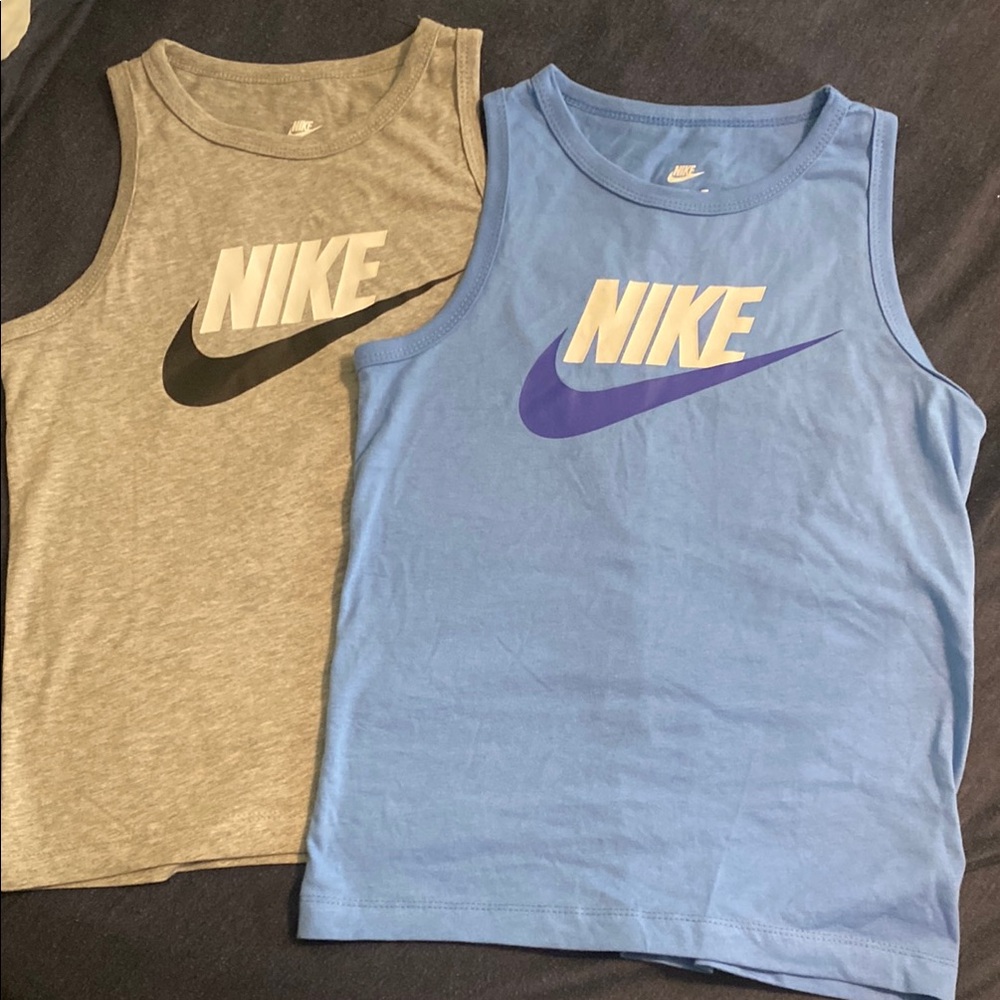 Nike Kids Tank Tops - Gray and Light Blue